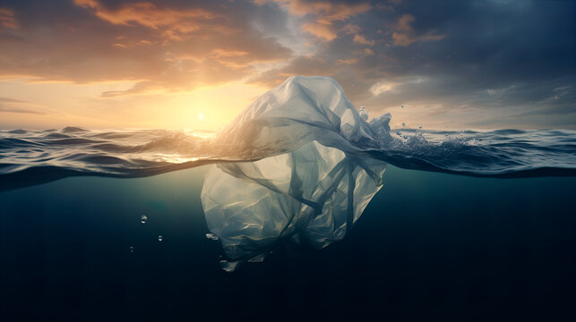 Majestic iceberg floating at sunset simulating a continent Generative AI image