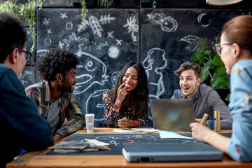Group of People Sitting Around a Wooden Table in a Business Meeting Generative AI