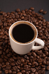 espresso, caffeine, bean, cup, drink, black coffee, sugar, coffee cup, cafe, roasted, black, background, brown, food, table, aroma