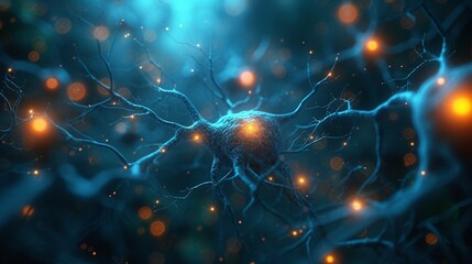 Abstract Representation Of Neurons As Glowing Wallpaper - obrazy, fototapety, plakaty