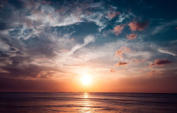 beautiful sunset on the beach, beautiful nature landscape