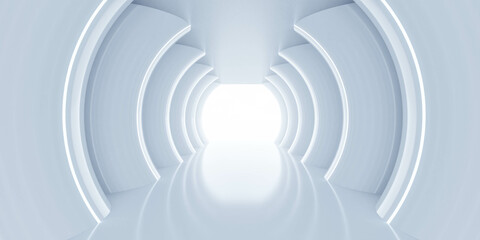 A White Room With a Light at the End 3d render illustration