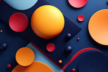 Abstract background with simple geometric 3D shapes. Generated by artificial intelligence