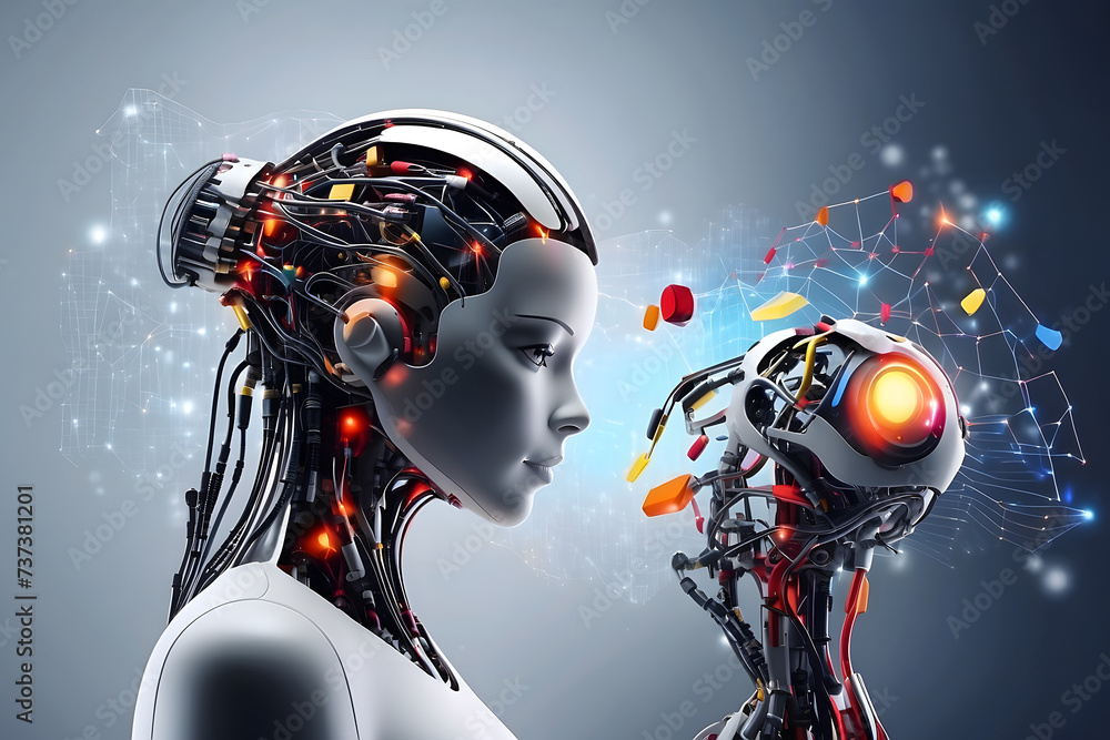 Poster innovative and quick machine learning or artificial intelligence development in competition concept 