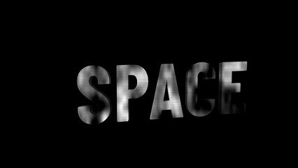Abstract white 3D space Text Icon Illustration on black background.