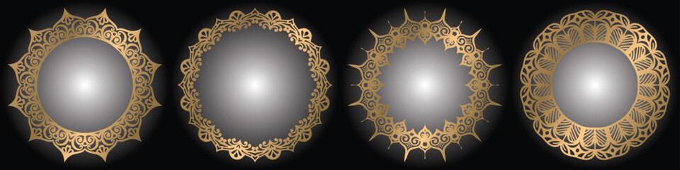 mandala circle elements. decorative art circle elements set.