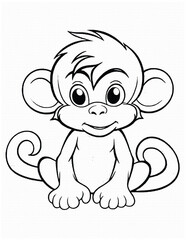 Cute Monkey Coloring Pages Drawing For Kids 