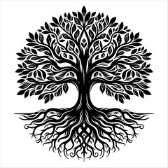 Tree of Life tribal vector black, generative ai, vector illustration.