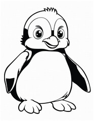Cute Penguin Coloring Page Drawing For Kids 