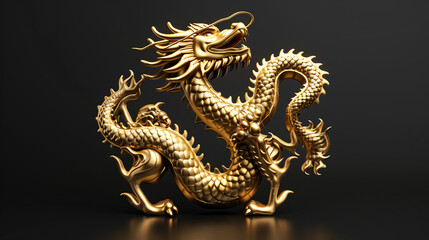 Fototapeta premium golden dragon on black chinese new year decorations
