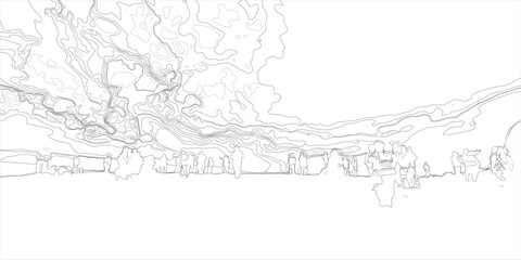 Fototapeta premium illustration of a tree in the forest with people line art