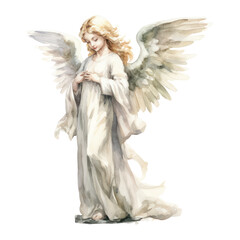 angel with wings watercolor Illustration for greeting cards, printing and other design projects.