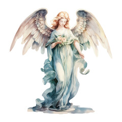 angel with wings watercolor Illustration for greeting cards, printing and other design projects.