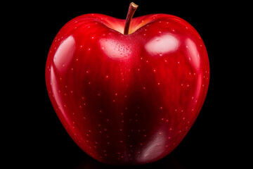 Red apple isolated on black background with clipping path and full depth of field, close-up
