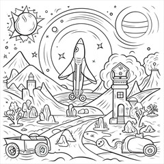 space coloring page for kids