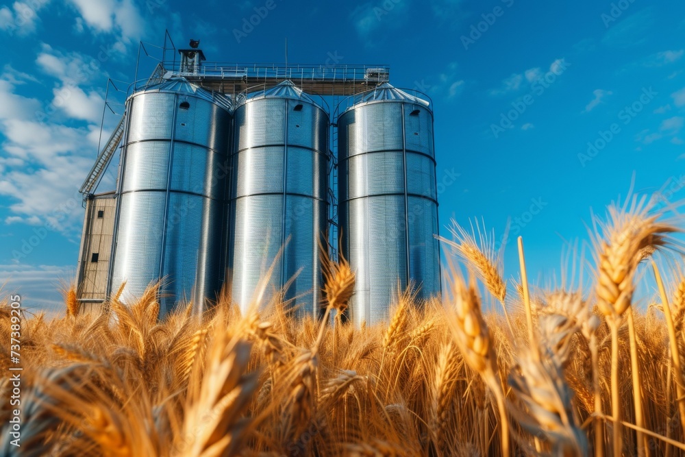 Poster elevator on a farm. background with selective focus and copy space