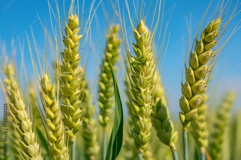 Poster spikelets of the harvest. background with selective focus and copy space