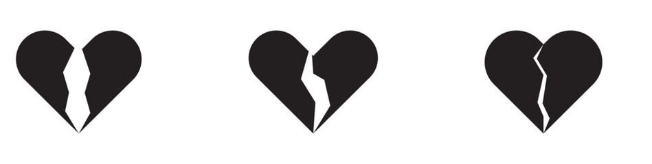 Broken Heart vector icon. Black broken heart isolated illustration