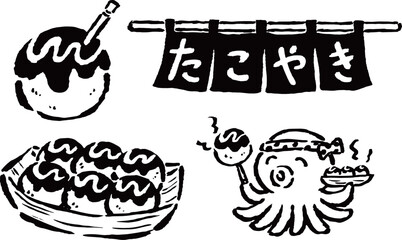 たこ焼きやさん　線画セット　マヨネーズ