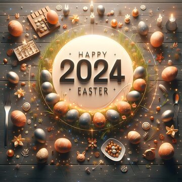 happy easter 2024 wishing card ,3d art ,3d render 