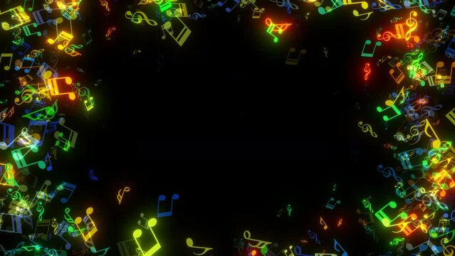 colorful music notes border background video