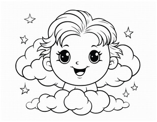 Cute Sun And Clouds Coloring Page For Kids