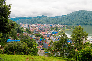 views of phewa lake in pokhara, nepal