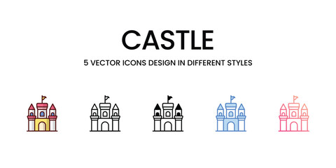 Castle icons. Suitable for Web Page, Mobile App, UI, UX and GUI design.