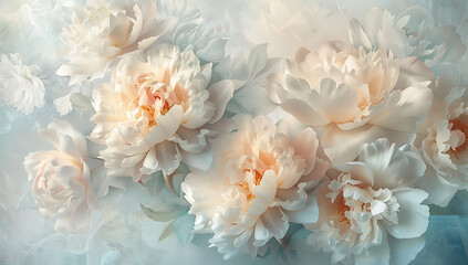peonies bunch of white flowers on white background wi