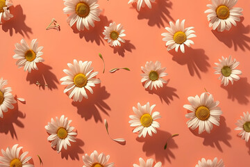 Fototapeta na wymiar Background of daisy flowers of different colors
