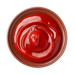 Red tasty ketchup or tomato sauce in brown bowl