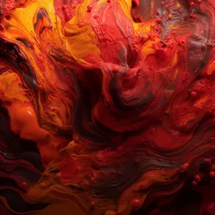Poster a close up of a red and yellow paint swirl , generated by AI © tino