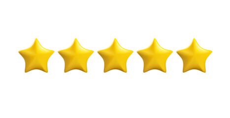 Yellow stars realistic 3d vector. Customer rating feedback icon - 737393601