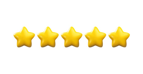 Yellow stars realistic 3d vector. Customer rating feedback icon - 737393617