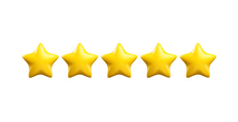 Yellow stars realistic 3d vector. Customer rating feedback icon - 737393618