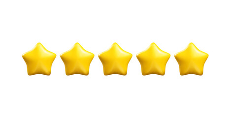 Yellow stars realistic 3d vector. Customer rating feedback icon - 737393653
