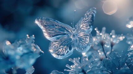 a close up of a butterfly on a plant with drops of water on it's wings and a blurry background.
