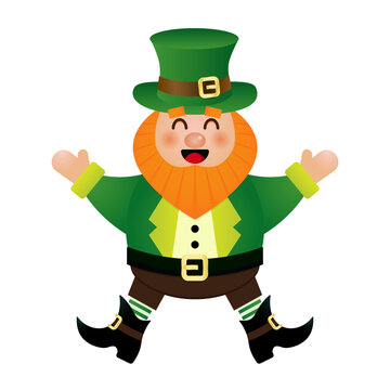 Happy Saint Patrick's Day. Laughing Leprechaun vector template