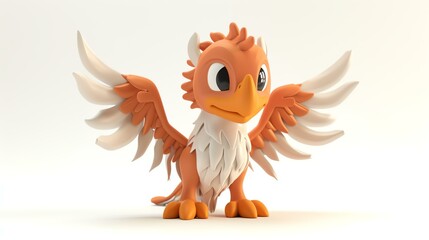 A delightful 3D render of a cute griffin, showcasing its whimsical charm against a clean white background. Perfect for adding a touch of enchantment to any project.