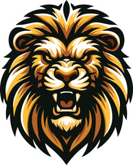 Obraz premium Lion Head Flat color logo Poster White Background