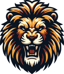 Lion Head Flat color logo Poster White Background