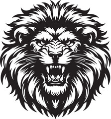 Lion Head Flat color logo Poster White Background