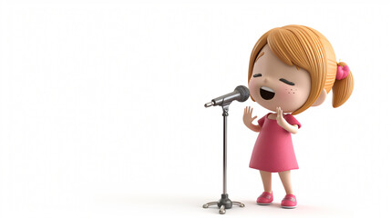 A delightful 3D animated singer on a clean white background, radiating cuteness and charm. This lovable character is perfect for adding a touch of joy and entertainment to any project.