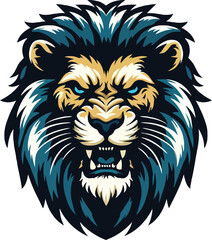 Lion Head Flat color logo Poster White Background