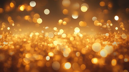 Golden bright bokeh background. AI generated.
