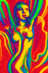 Obraz na płótnie Canvas Pop-art portrait of a woman, pop art painting of a girl