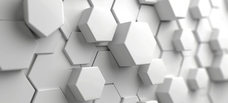 White geometric hexagonal abstract background. 