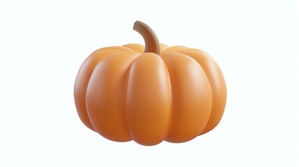 A charming 3D rendered pumpkin icon, perfect for Halloween and fall-themed designs. This simple yet eye-catching illustration features a vibrant orange pumpkin with a smiling face, giving of