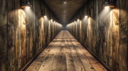 Historic Tunnel Perspective, Old Corridor with Bright Light at End, Abstract Architectural Concept