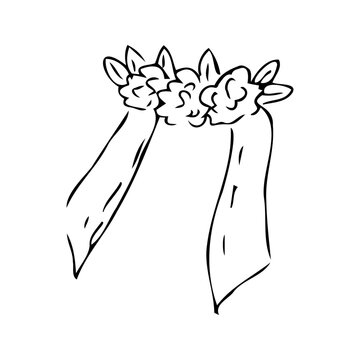 Hand drawn skech ofbride veil - vector illustration. Can used for wedding concept and design. 